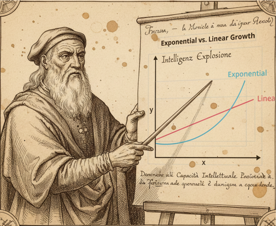 Graph illustrating the exponential curve of AI self improvement
